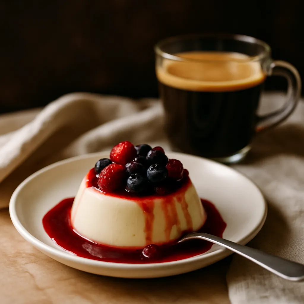 Pannacotta met bessen